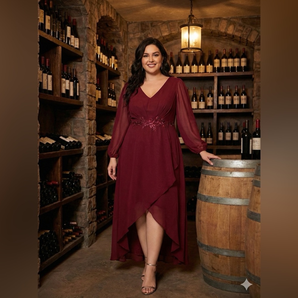 NWT Elegant Burgundy Evening Dress